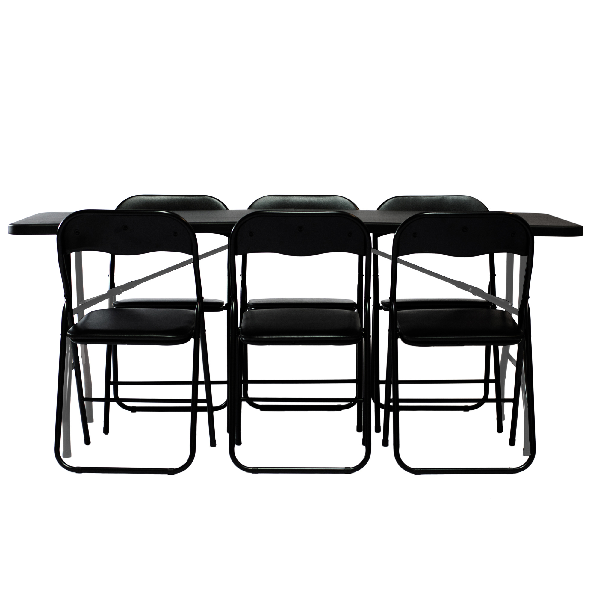 Zestaw cateringowy ogrodowy czarny składany - stół 180x74cm + 6 krzeseł Black Premium