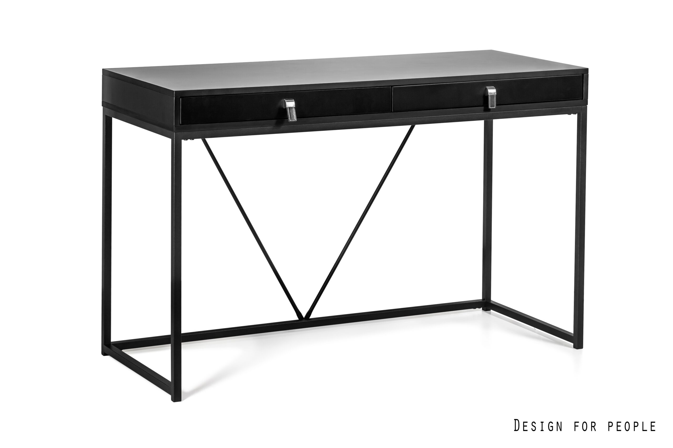 NORTES biurko loftowe czarne, dwie szuflady