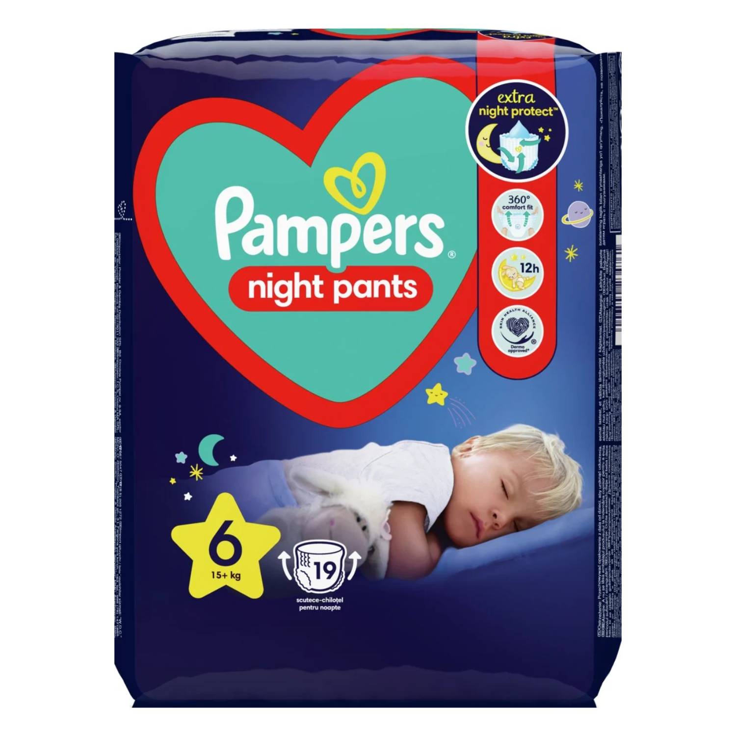 Pampers night pants - pieluchomajtki, rozmiar 6, 15+ kg, 19 sztuk