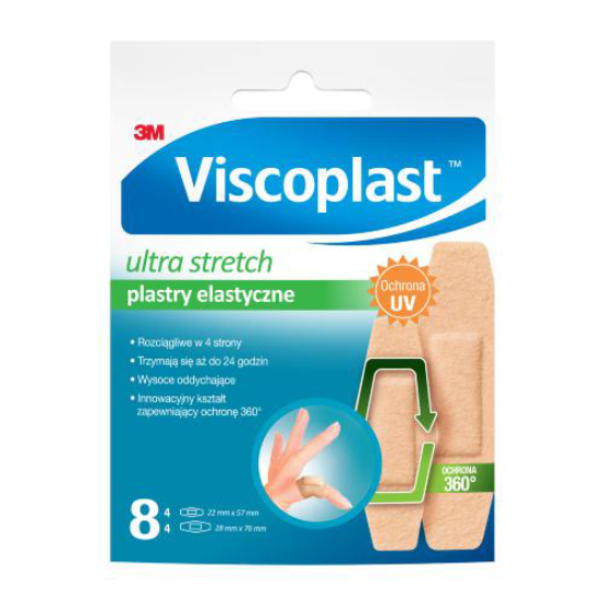 Viscoplast - ultra strech, plastry elastyczne, 8 sztuk