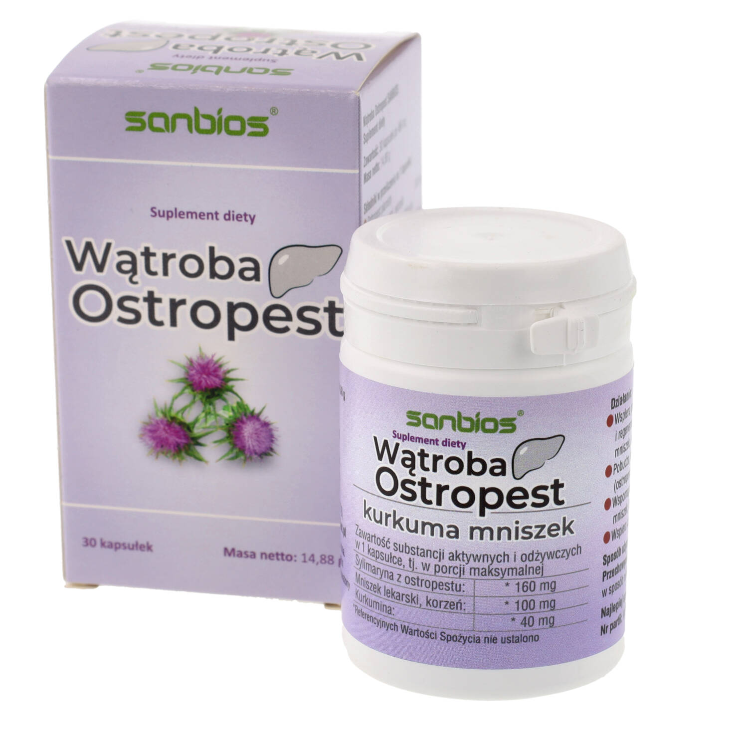 Sanbios wątroba ostropest, 30 kapsułek