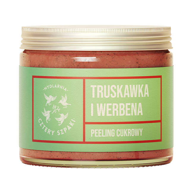 Cztery szpaki - peeling cukrowy do ciała, truskawka i werbena, 250 ml