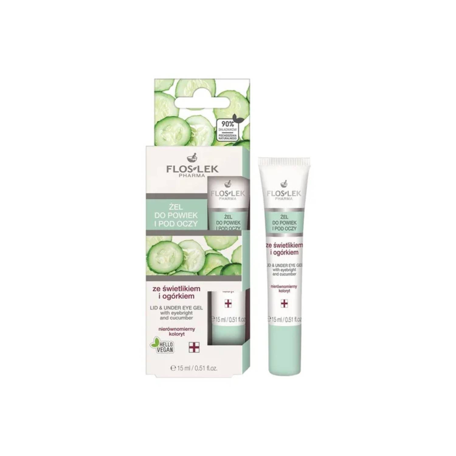 Floslek - żel do powiek i pod oczy ze świetlikiem i ogórkiem, 15 ml