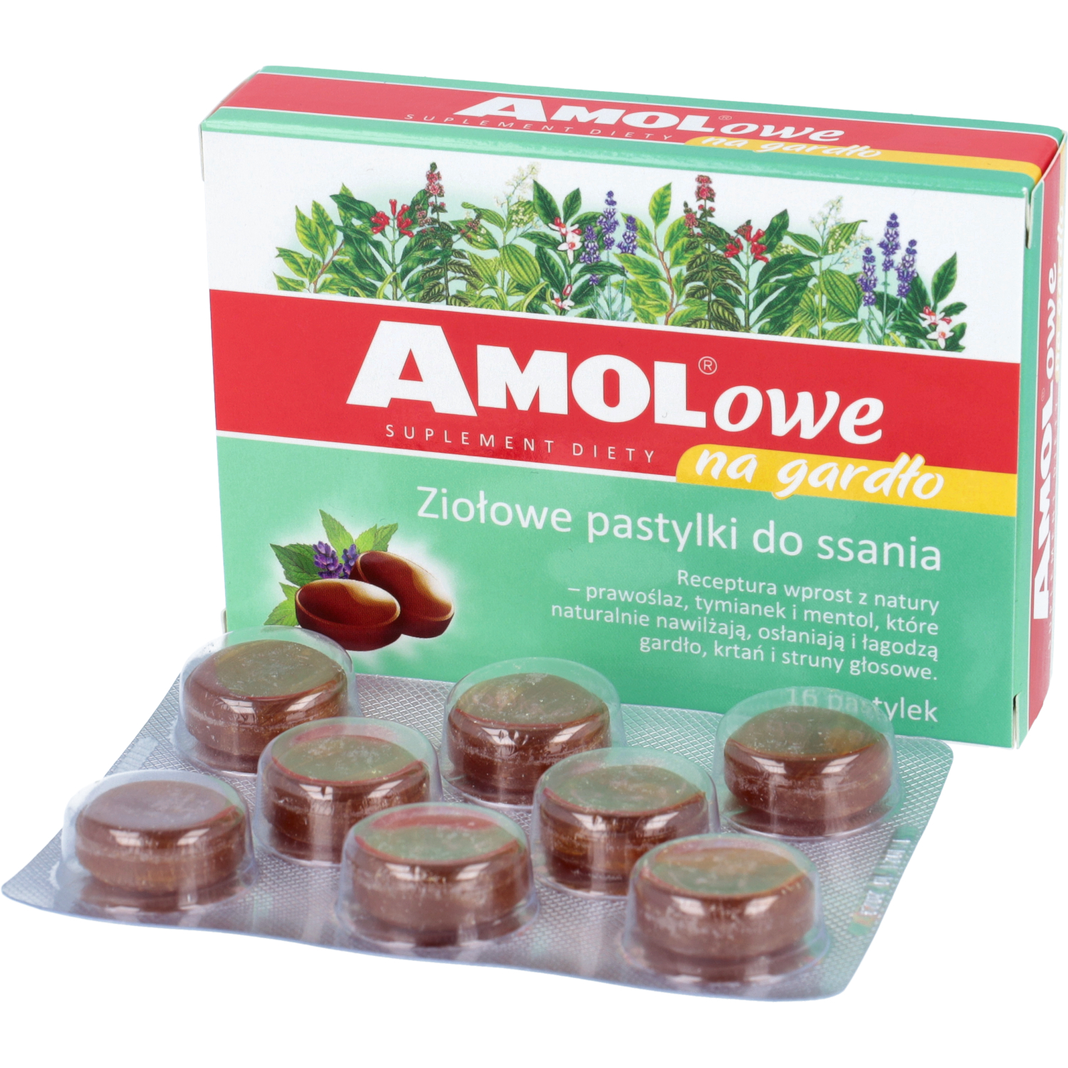 Amolowe na gardło, 16 pastylek do ssania