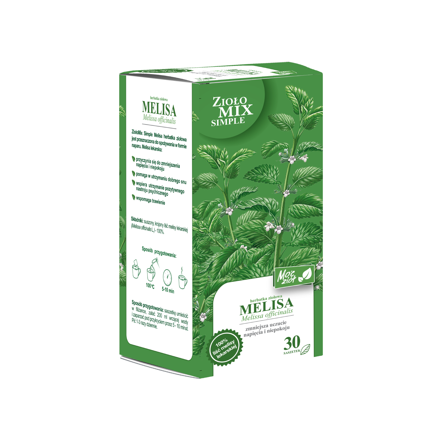 Zdrowe korzyści - ziołomix simple melisa, herbata ziołowa, 30 saszetek