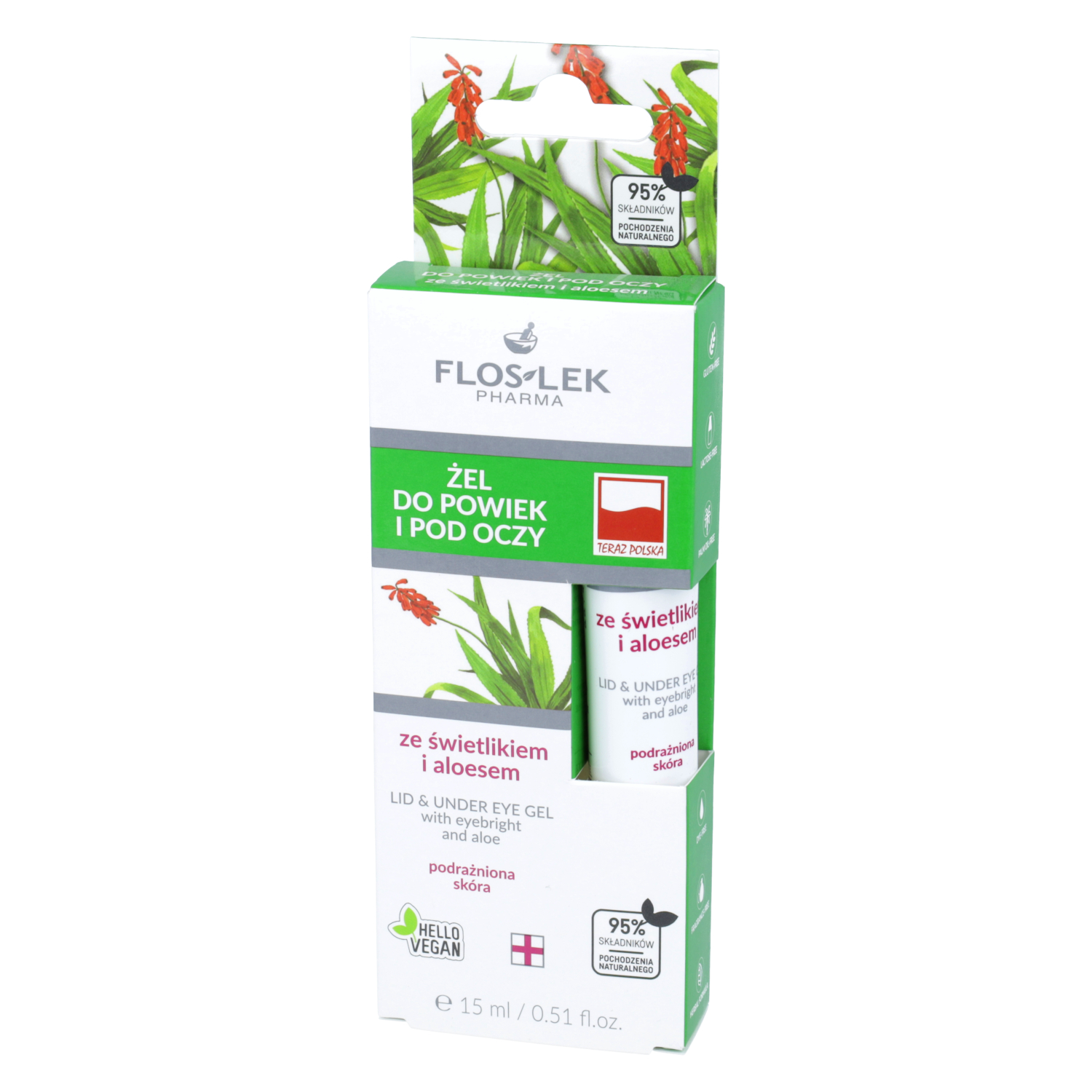 Floslek - żel do powiek pod oczy ze świetlikiem i aloesem, 15 ml
