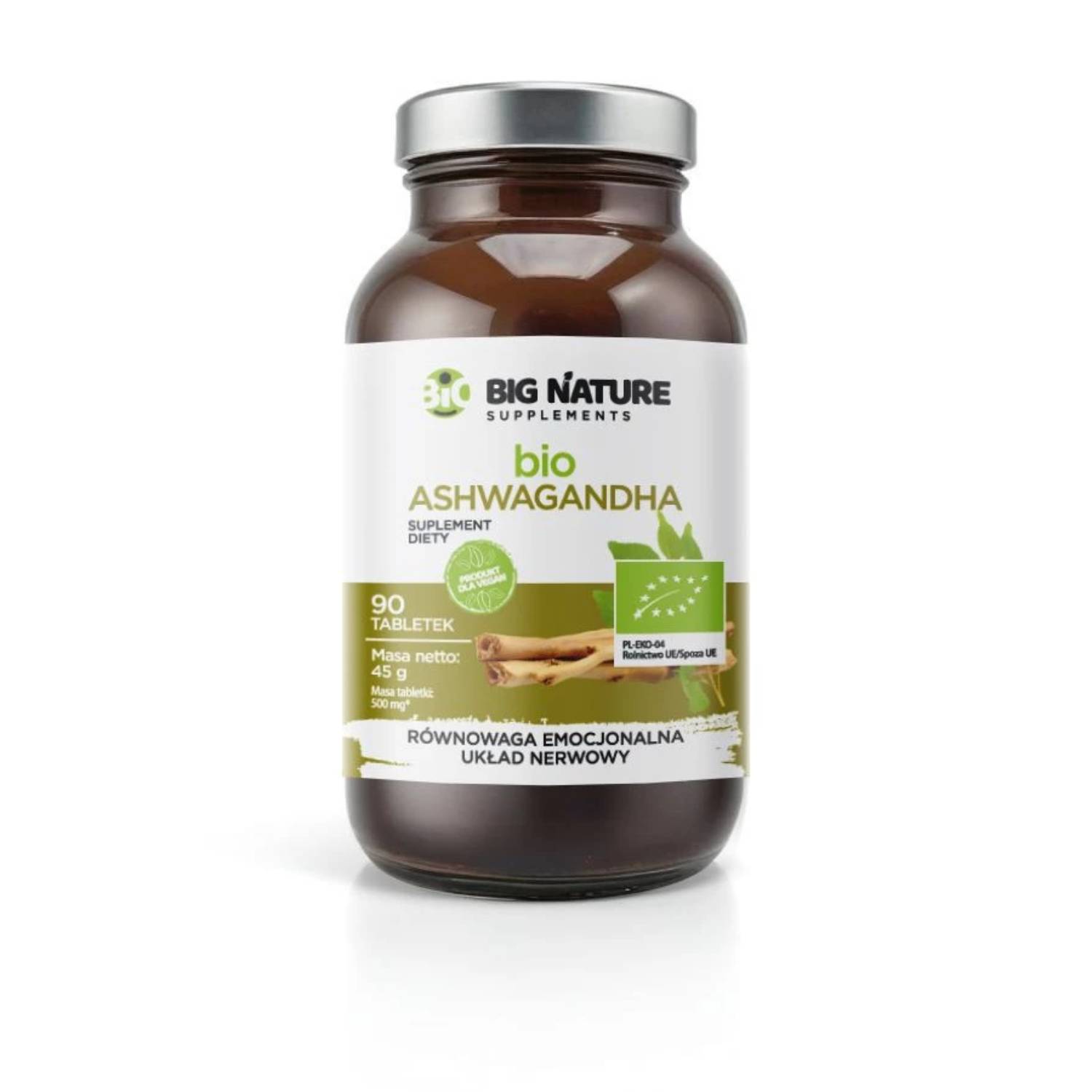 Big nature bio ashwagandha, 90 tabletek