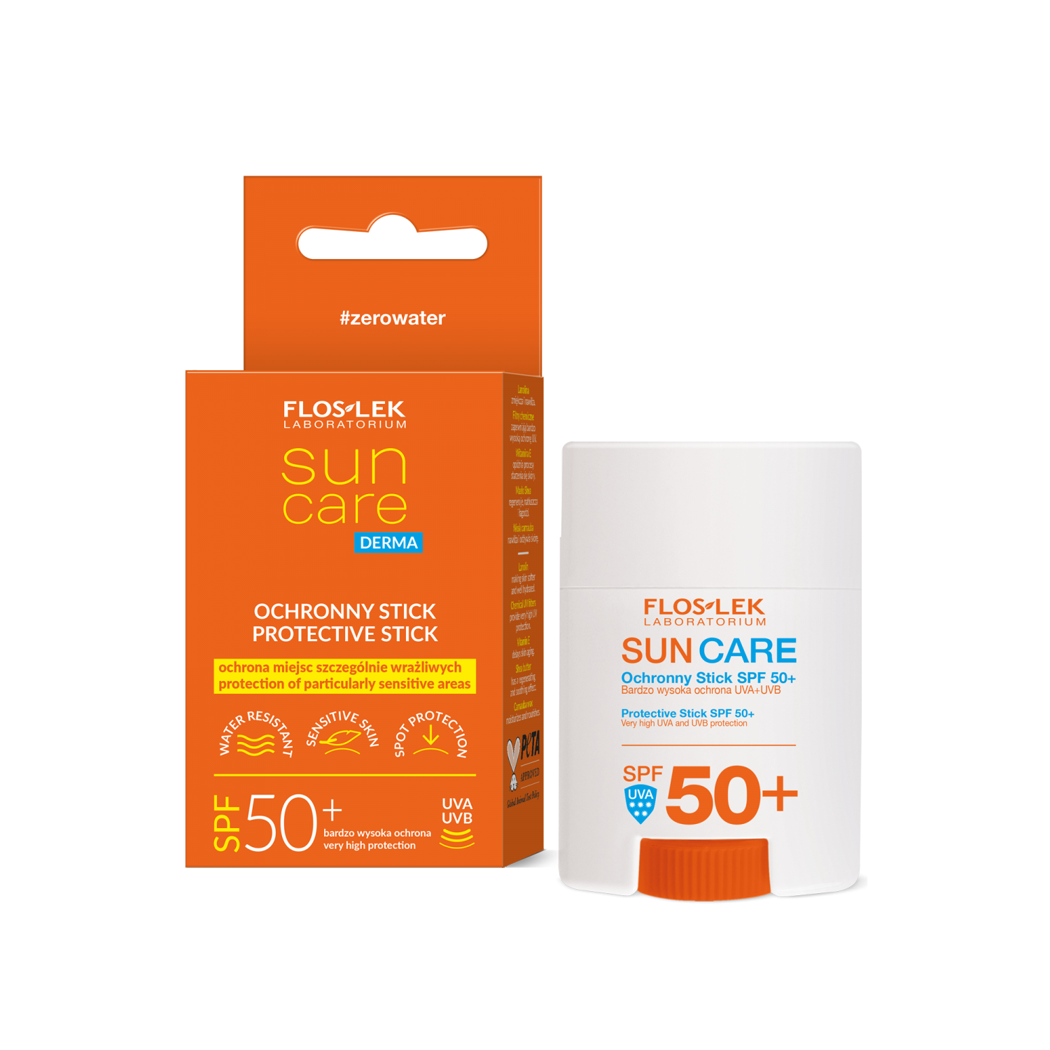 Floslek - sun care derma, ochronny sztyft przeciwsłoneczny spf50+, 16 g (data ważności: 28.02.2026)