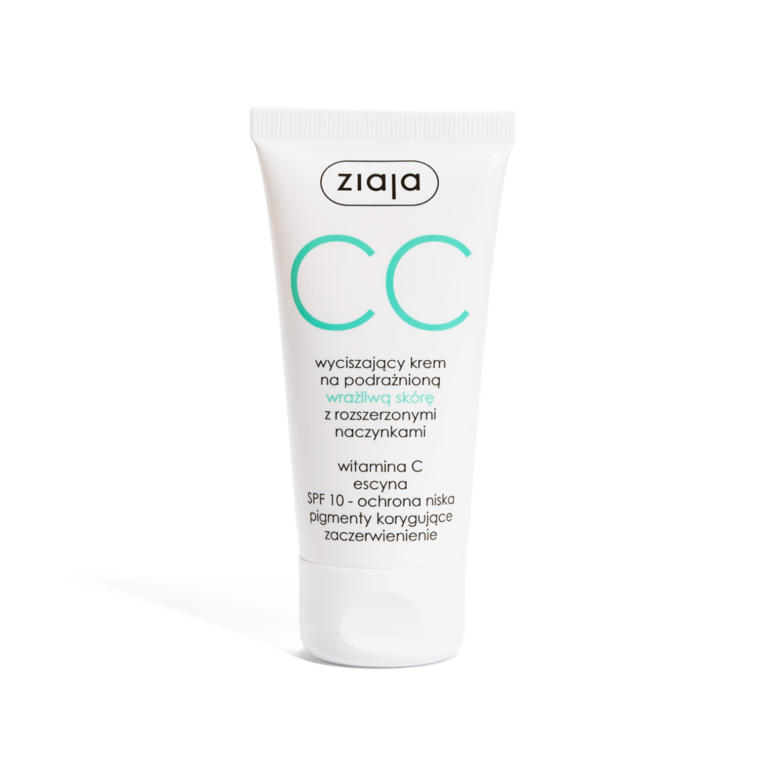 Ziaja cc - wyciszający krem na podrażnioną wrażliwą skórę z rozszerzonymi naczynkami, spf 10, 50 ml