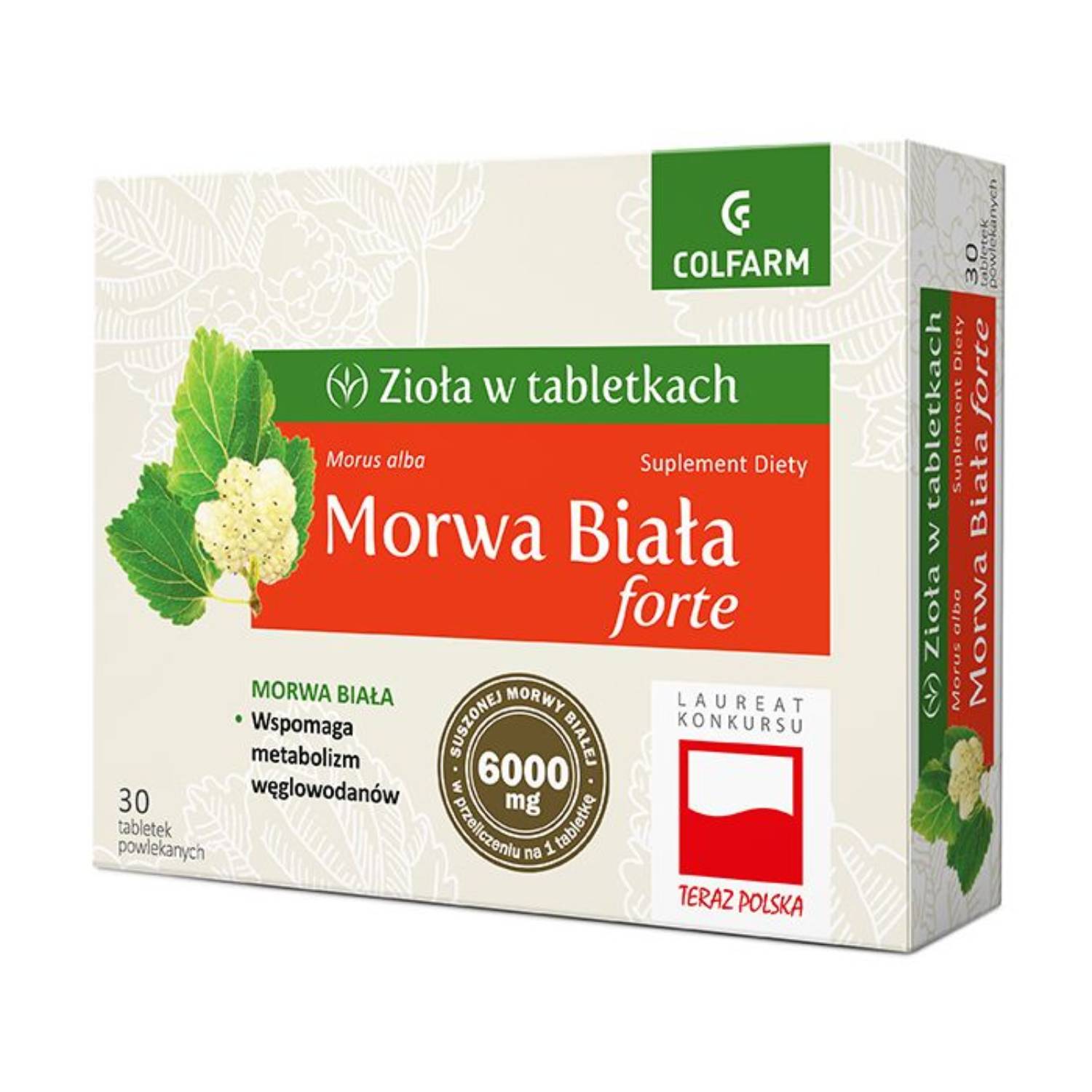 Zioła w tabletkach morwa biała forte, 60 tabletek powlekanych