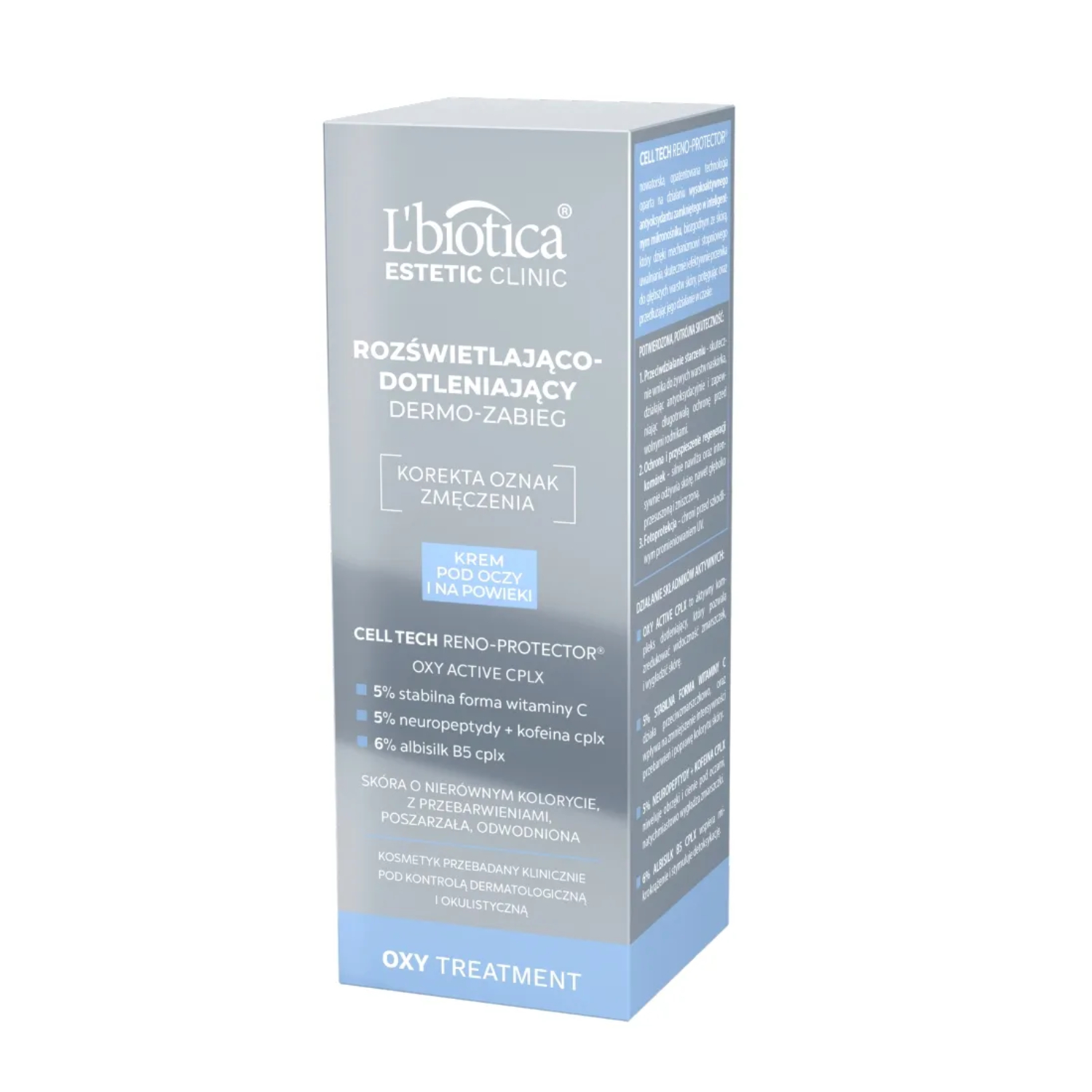L'biotica estetic clinic oxy treatment - rozświetlająco-dotleniający dermo-zabieg pod oczy i na powieki, 15 ml (data ważności: 31.03.2026)