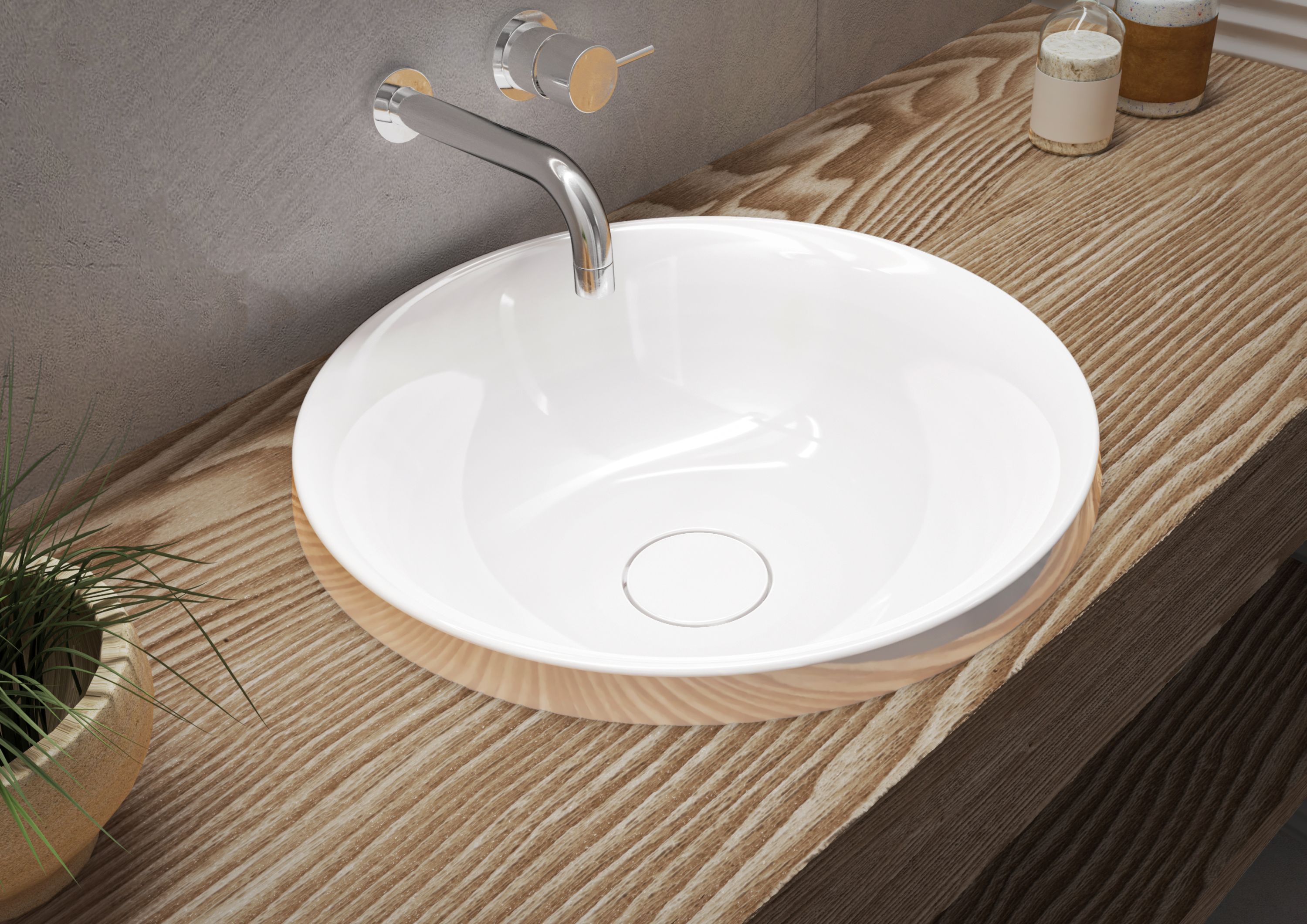 Miraggio Siena umywalka 45 cm wpuszczana okrągła biały połysk 0000752