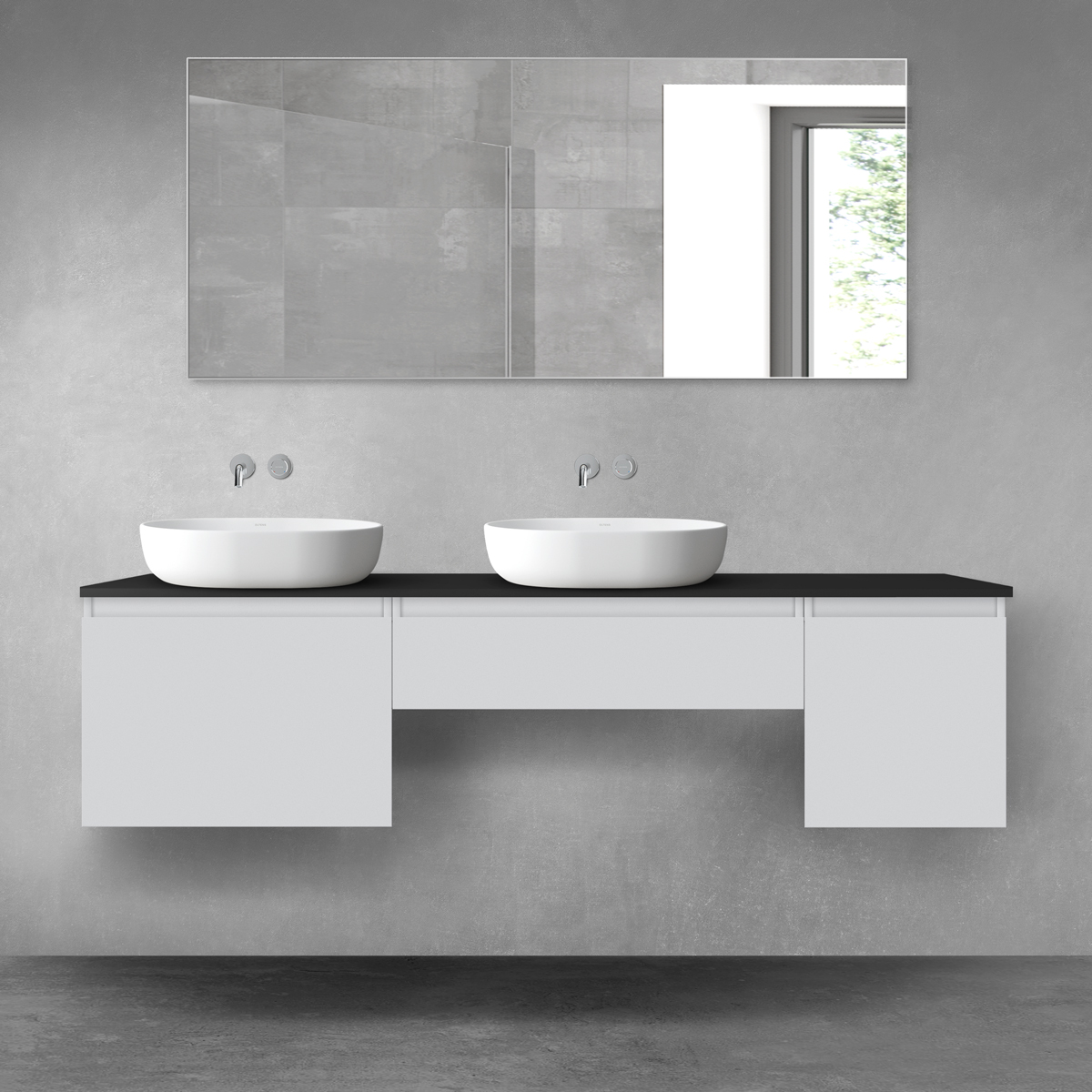 Oltens Vernal zestaw mebli łazienkowych 180 cm z blatem szary mat/czarny mat 68545700 - Wysyłka w 24h