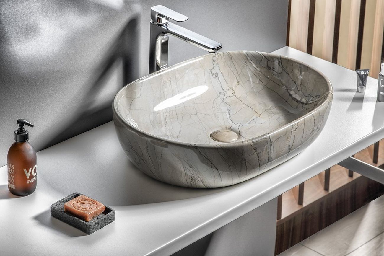 Sapho Dalma umywalka 59x42 cm nablatowa owalna grigio MM413