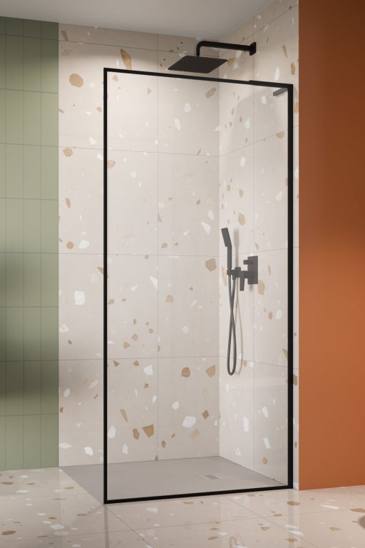 Radaway Modo F SL Black II ścianka prysznicowa walk-in 90 cm czarny mat/szkło przezroczyste 10419094-54-01R