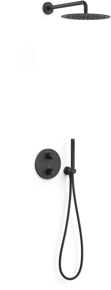 Tres Therm-Box zestaw prysznicowy podtynkowy termostatyczny z deszczownicą czarny mat 28125004NM