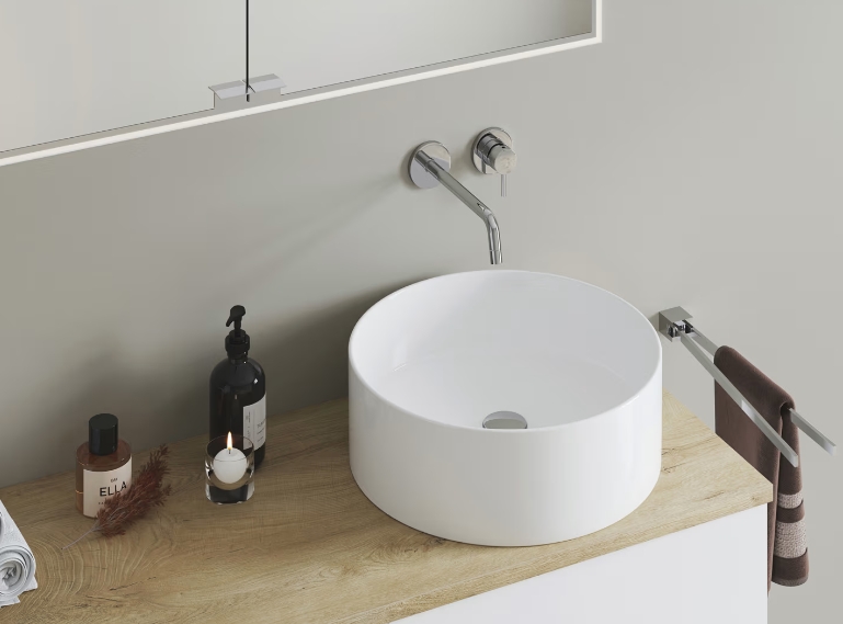 Kronenbach Tube umywalka 46x46 cm okrągła nablatowa biała KB759700TU