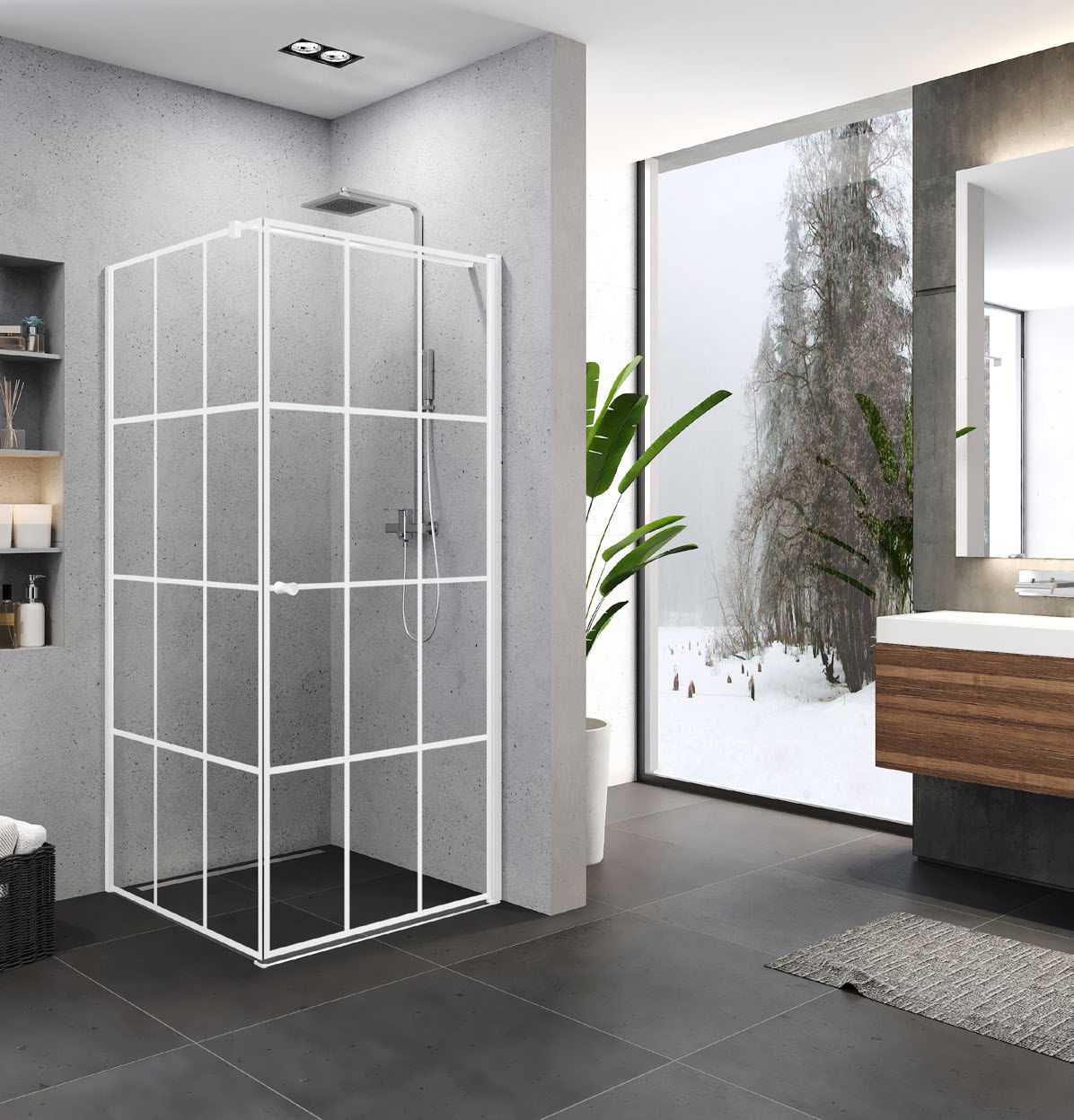 New Trendy Superia White kabina prysznicowa 90 cm kwadratowa lewa biały mat/wzór kratka K-0794