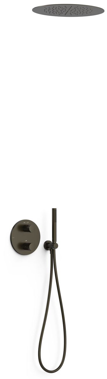 Tres Therm-Box zestaw prysznicowy podtynkowy termostatyczny z deszczownicą czarny brąz 26225005KMB