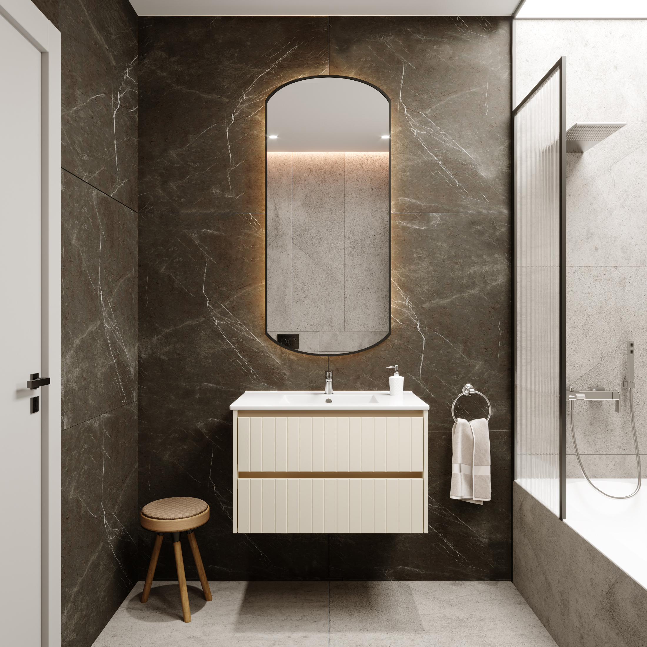 Uptrend Melito umywalka z szafką 80 cm almond mat 002-SU80-02+UP4530-800