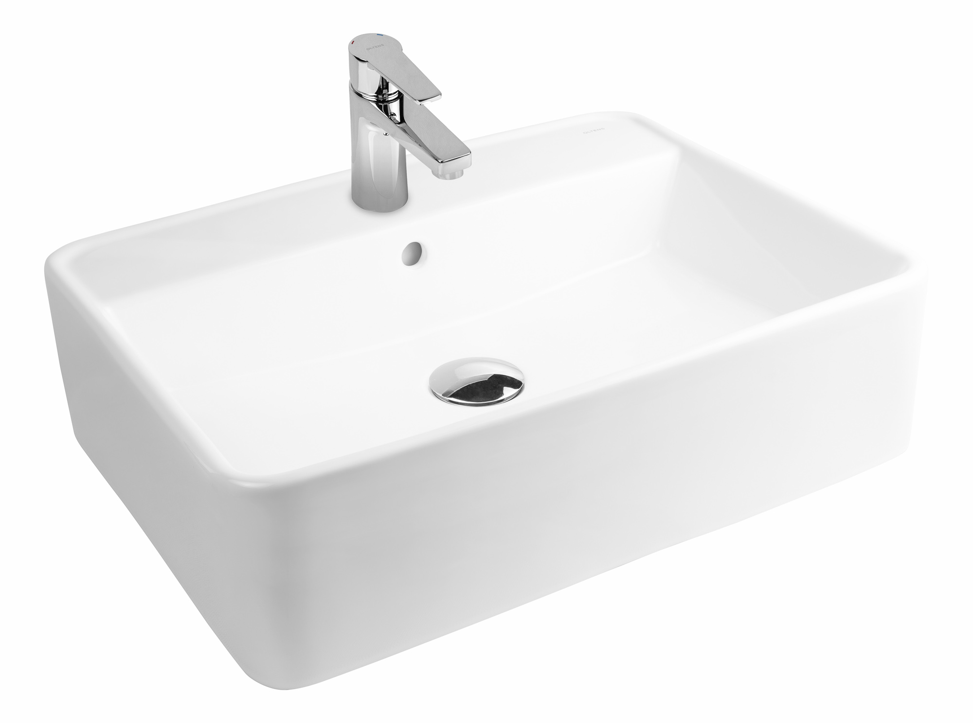 Oltens Duve umywalka 58x45 cm nablatowa prostokątna z powłoką SmartClean biała 41812000 - Wysyłka w 24h