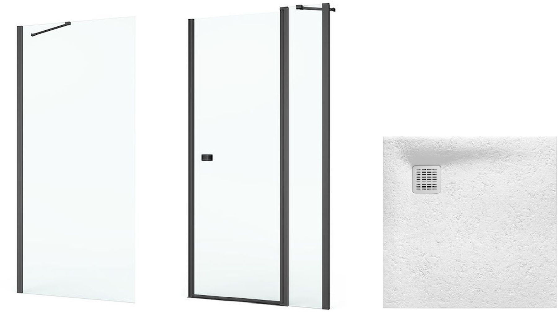 Zestaw Roca Capital kabina prysznicowa 90x90 cm kwadratowa MaxiClean z brodzikiem Terran biały (AM4609016M, AM4409016M, AP10338438401100)