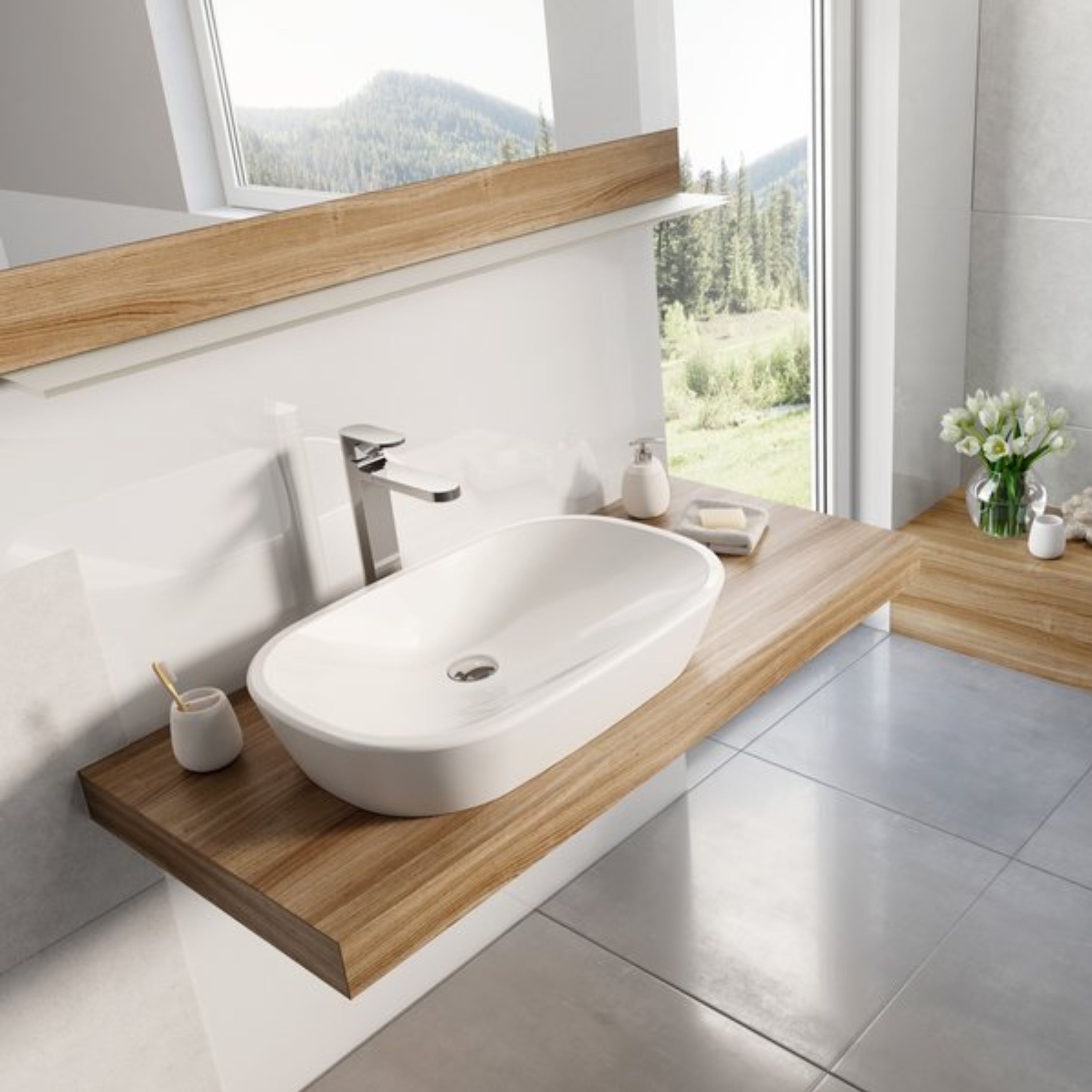 Ravak Ceramic O umywalka 60x40 cm nablatowa biała XJX01160001