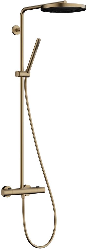 Hansgrohe Pulsify S Puro zestaw prysznicowy ścienny termostatyczny z deszczownicą brąz szczotkowany 24222140