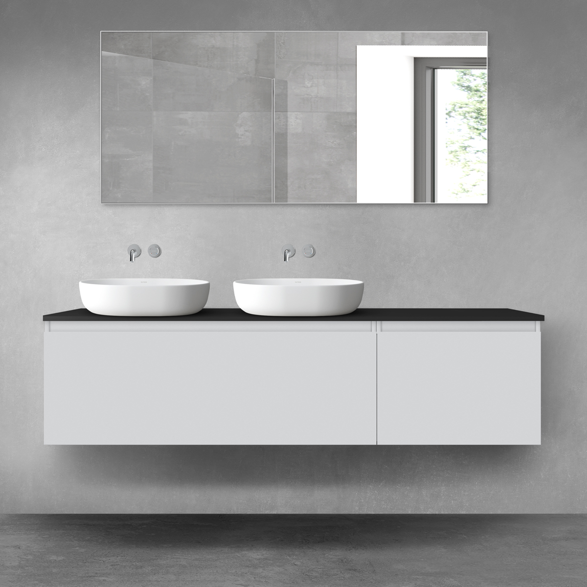 Oltens Vernal zestaw mebli łazienkowych 180 cm z blatem szary mat/czarny mat 68623700 - Wysyłka w 24h