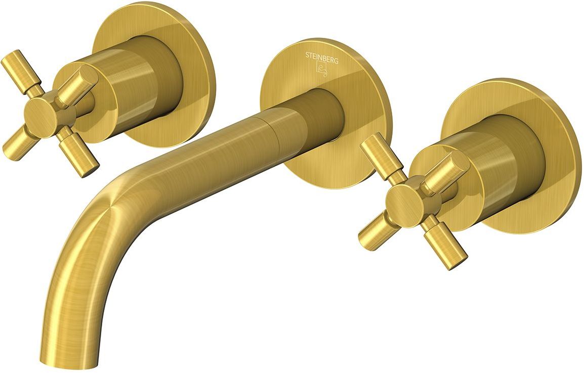 Steinberg 250 bateria umywalkowa 3-otworowa podtynkowa złoty szczotkowny 2501902BG