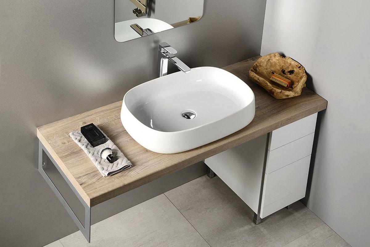 Sapho Jumper umywalka 60x40 cm nablatowa prostokątna biała WH070