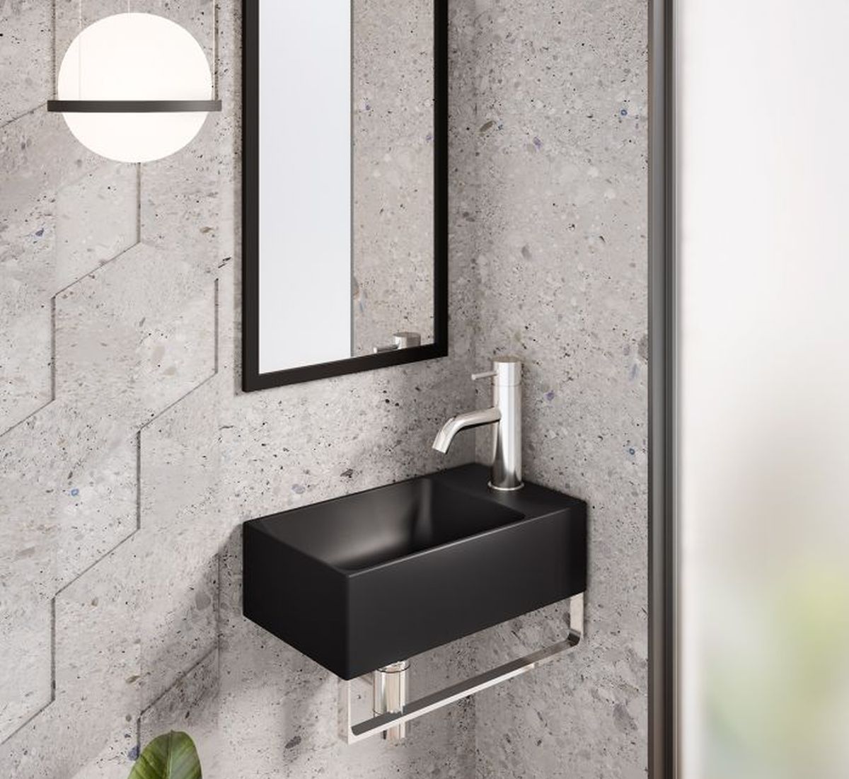 Catalano Verso umywalka 40x23 cm prostokątna ścienna czarna 0220410022