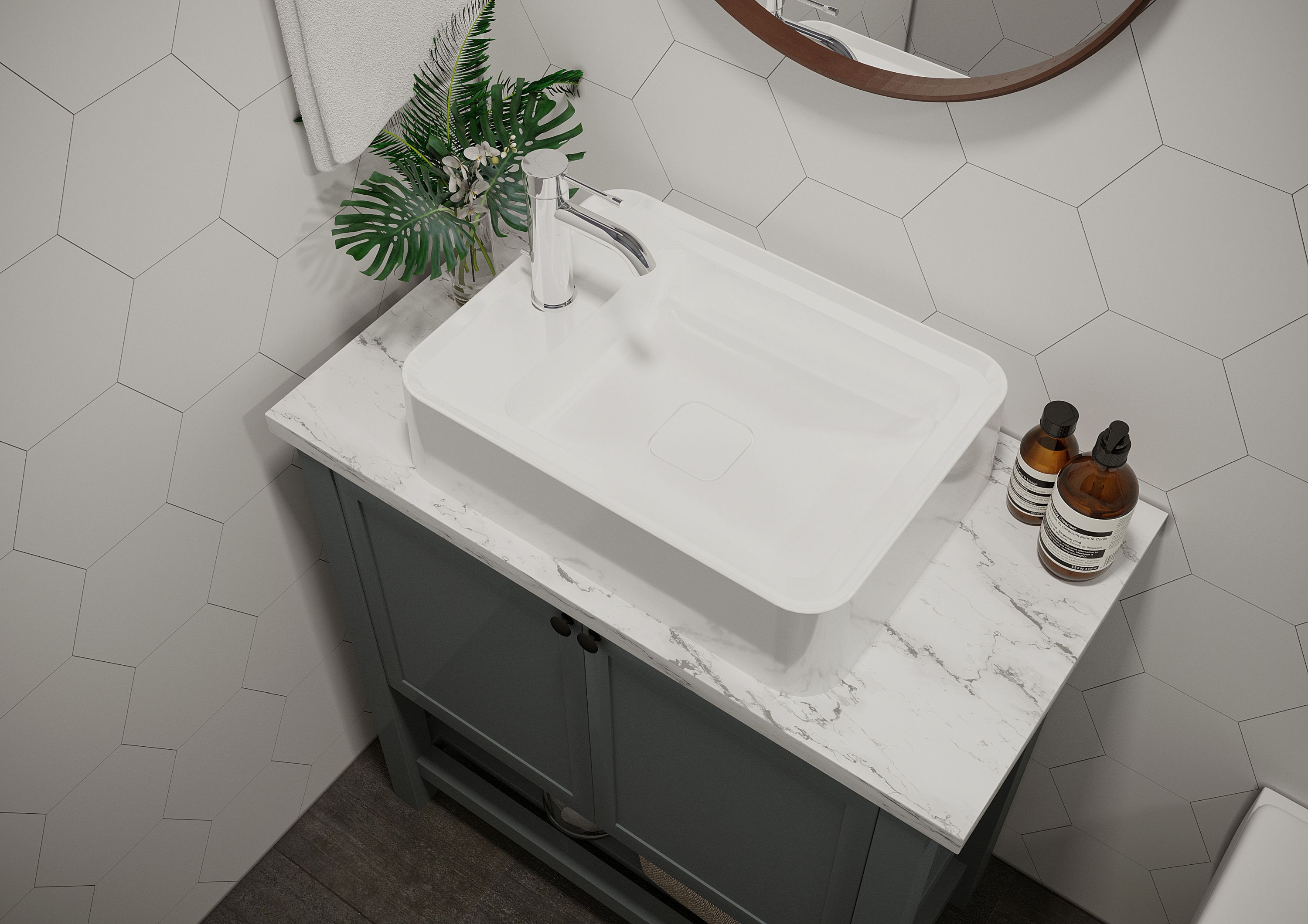 Miraggio Marrakesh umywalka 51,9x38 cm nablatowa prostokątna biały połysk 0000934