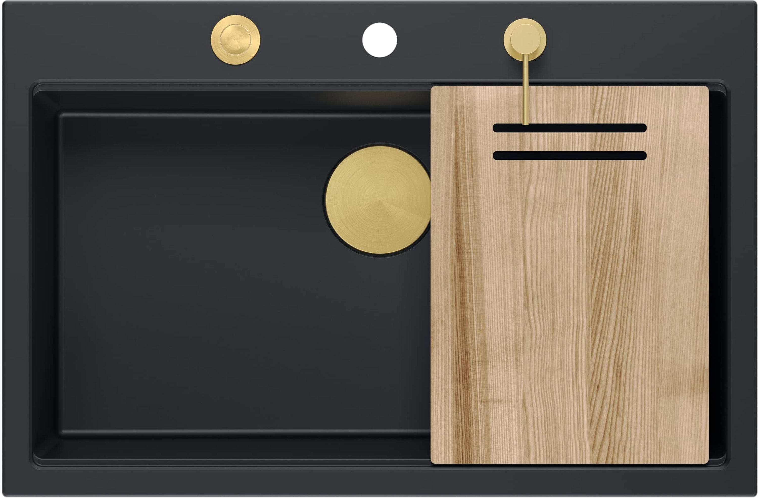 Quadron Marc 110 zlewozmywak 76x50 cm GraniteQ pure carbon/elementy złote HQM7650U7_PVDG1