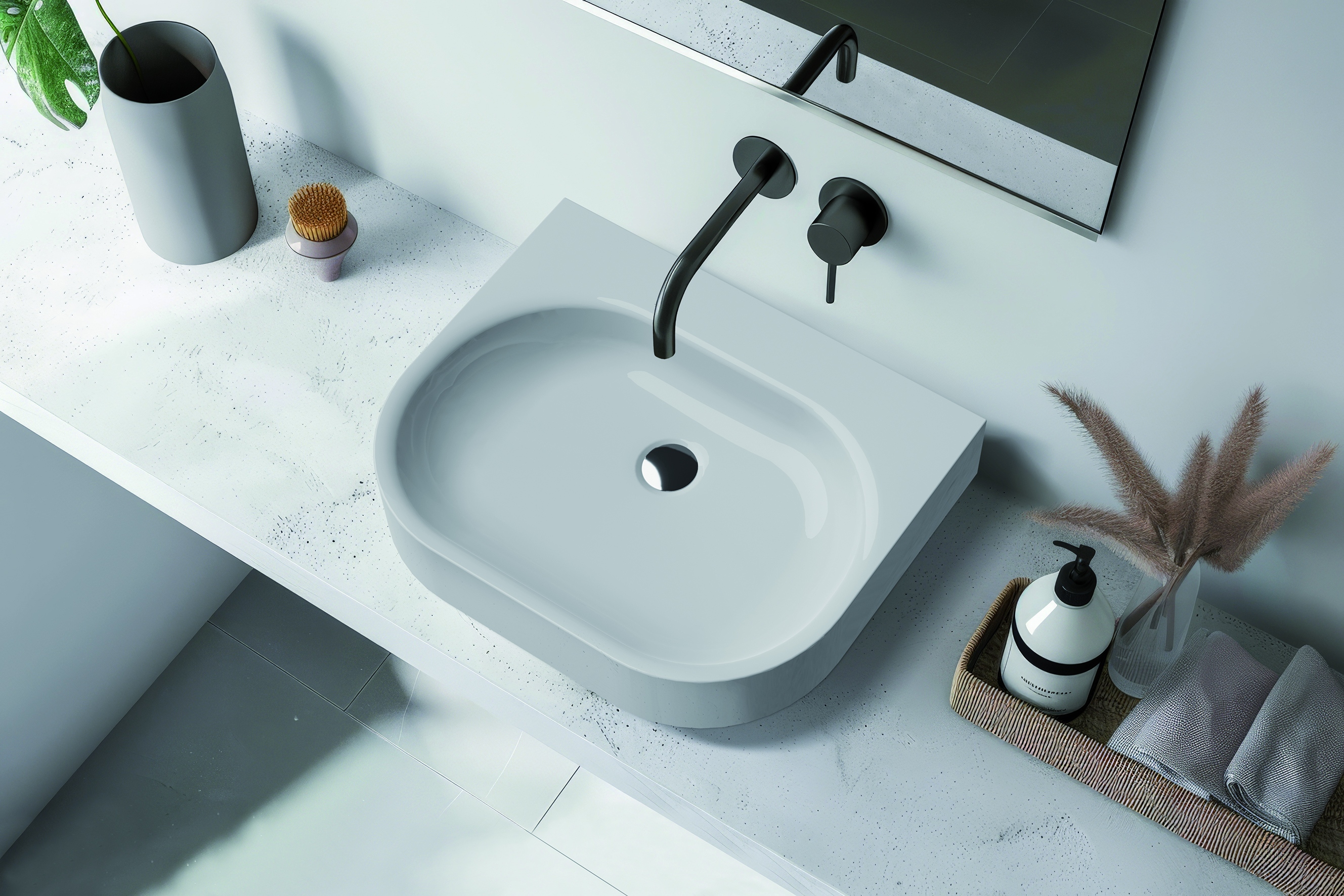 Sanplast Luxo Mineral umywalka 50x40 cm nablatowa biała 640-370-0100-01-000