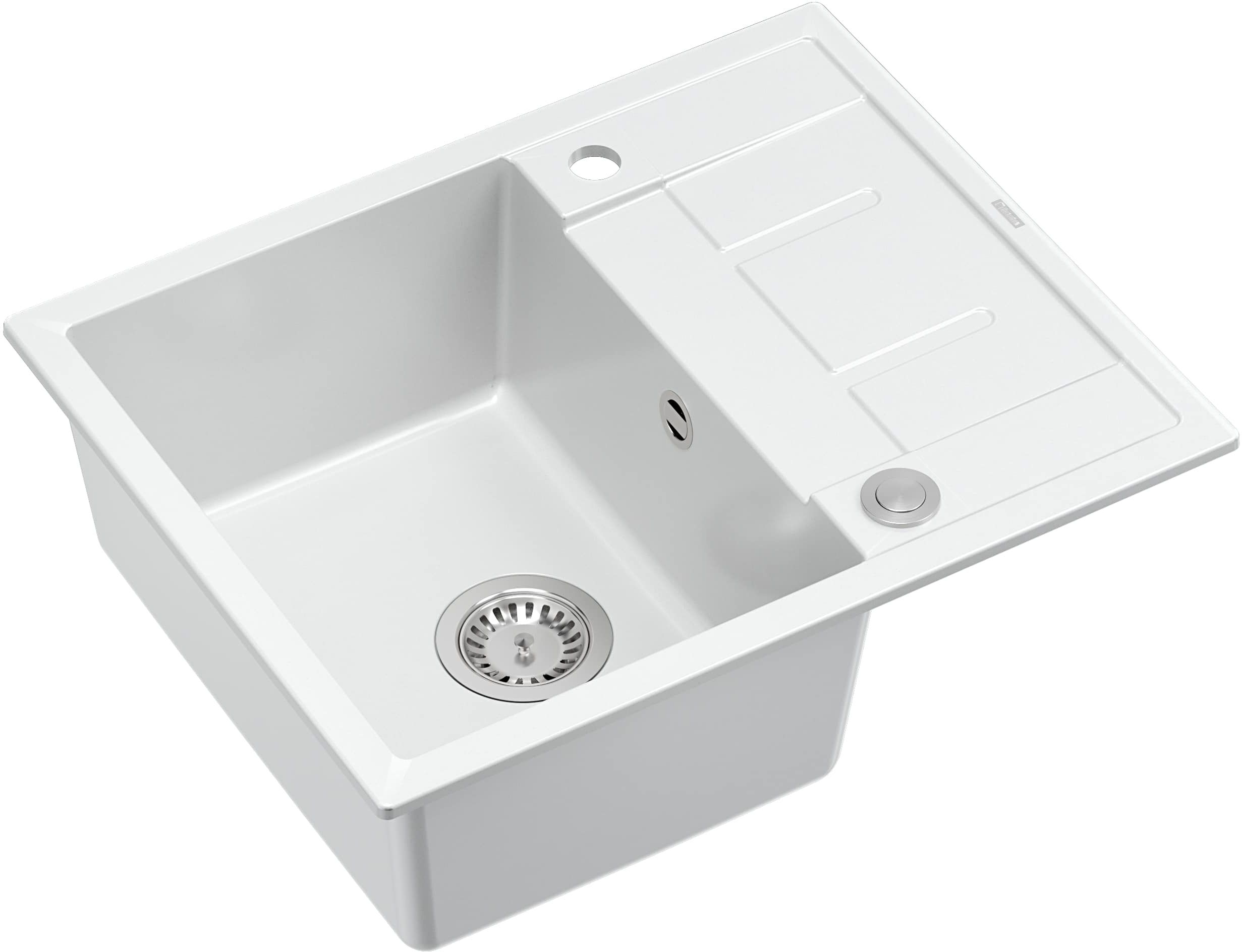 Quadron Morgan 116 zlewozmywak 62x50 cm wpuszczany GraniteQ snow white/stal HB8210U1-BS_P2O