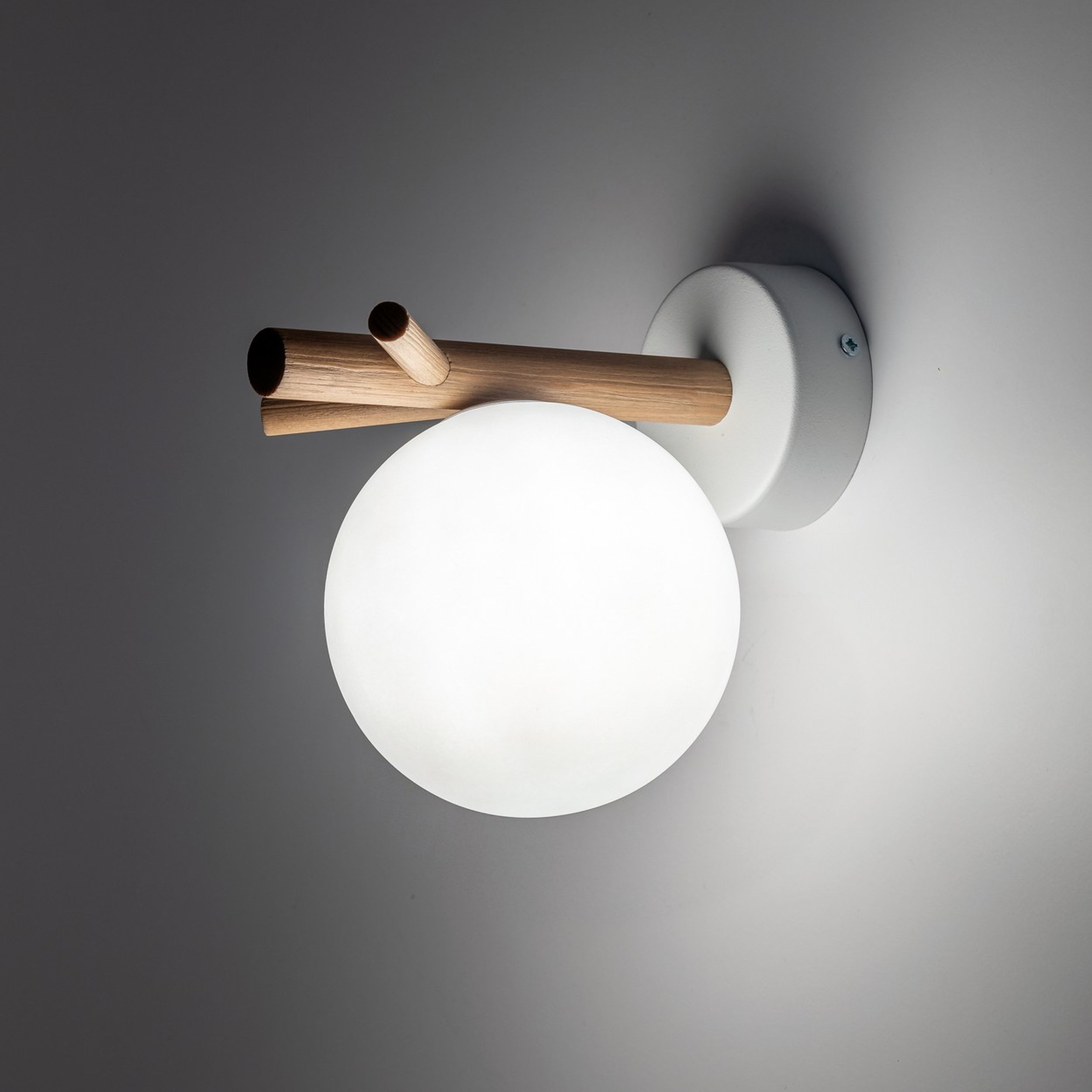 TK Lighting Sheron kinkiet 1x6W biały/drewno 5307