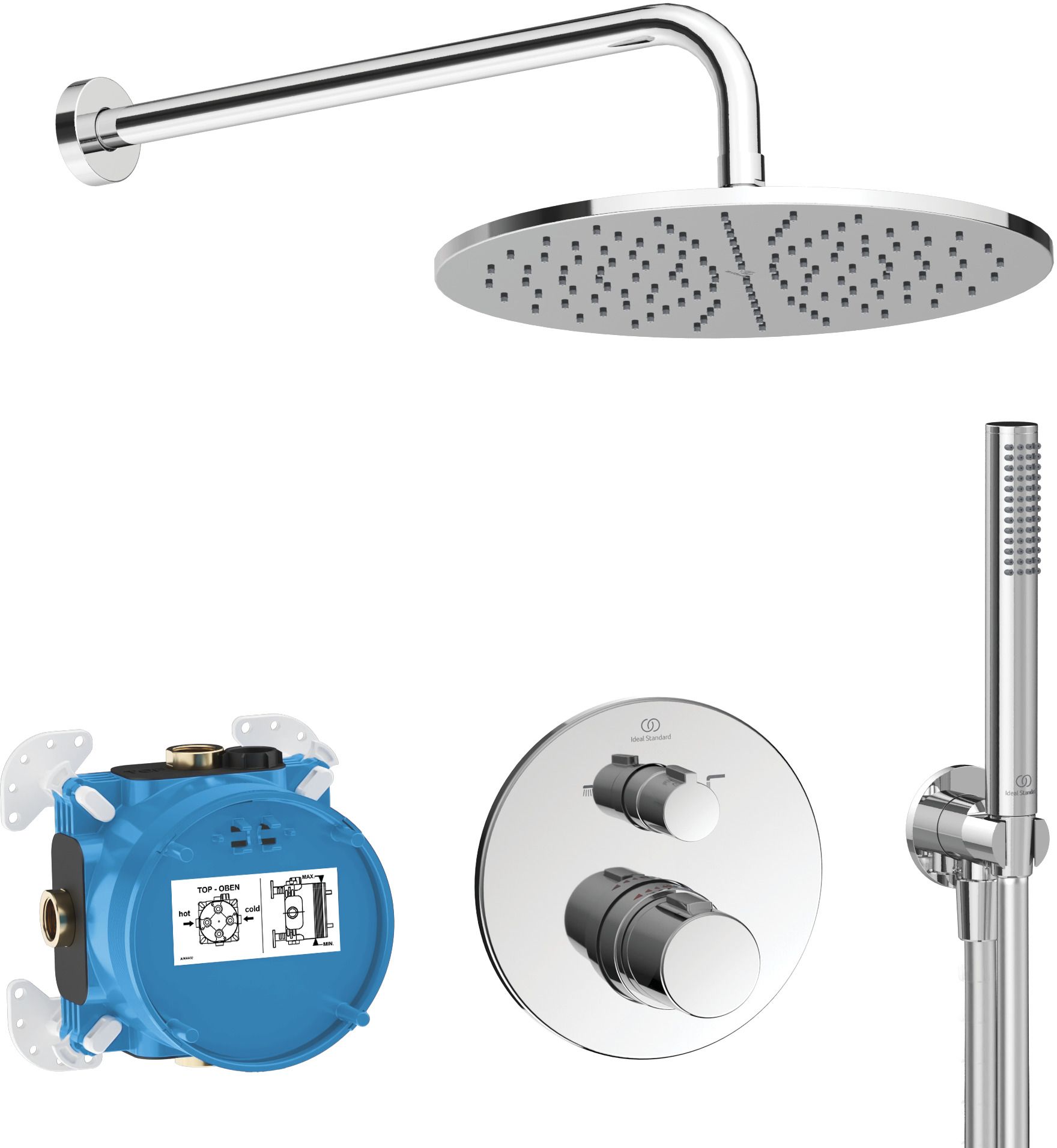 Ideal Standard Ceratherm zestaw prysznicowy podtynkowy termostatyczny z deszczownicą chrom A7573AA