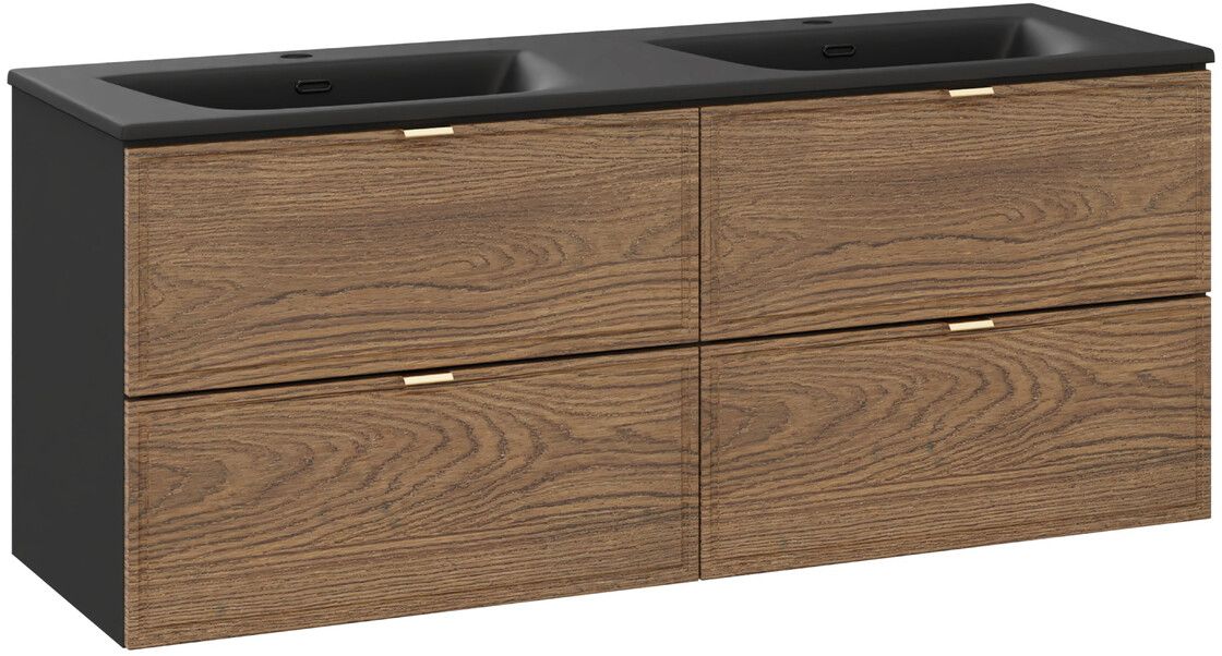 Comad Talia Casella umywalka Sky czarna z dwiema szafkami podumywalkowymi zestaw 120 cm dąb-czarny SET-TC 120CM UM SKY 1 BM