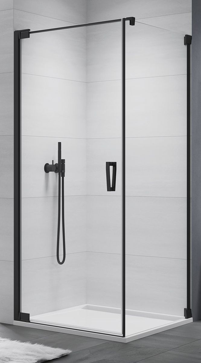 SanSwiss Cadura ścianka prysznicowa 80 cm boczna czarny mat/szkło przezroczyste CAT10800607