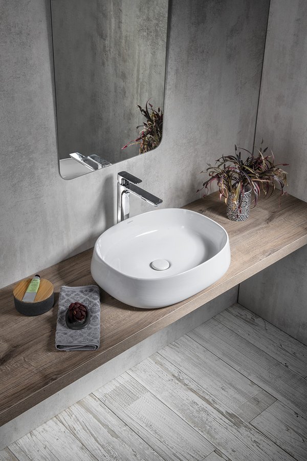 Sapho Jumper umywalka 50x40 cm nablatowa prostokątna biała WH071