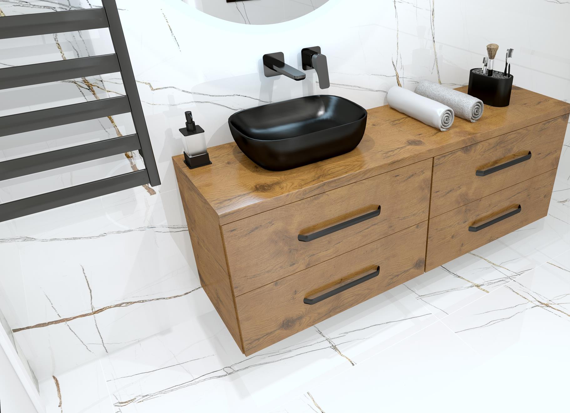 LaVita Costa Black umywalka 46x32,5 cm nablatowa czarny mat