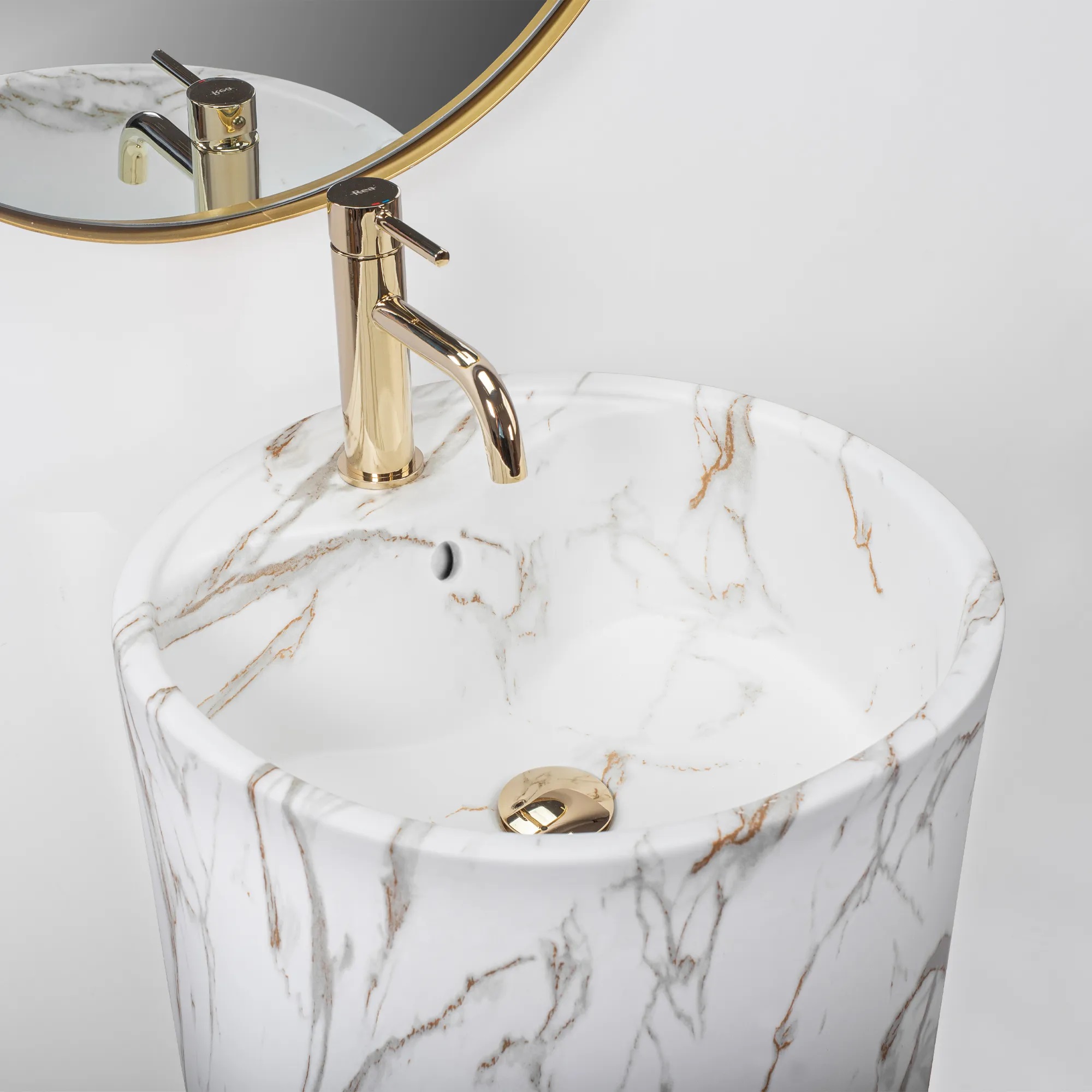 Rea Anya umywalka podłogowa 45x45 cm okrągła wolnostojąca szary/kamień REA-U5803 - Wysyłka w 24h