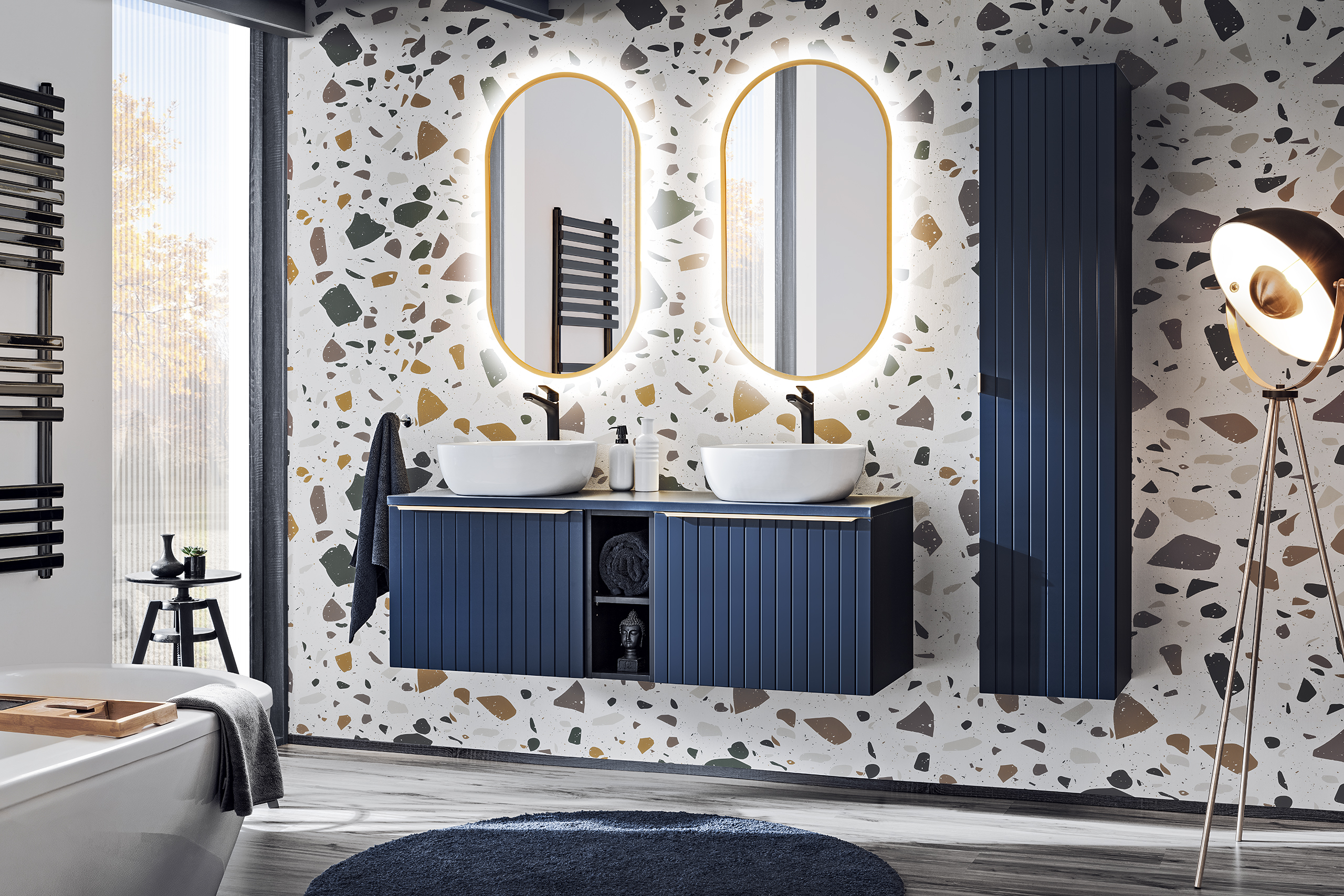 Comad Santa Fe Deep Blue lustro 50x90 cm owalne LUSTROAPOLLO - Wysyłka w 24h