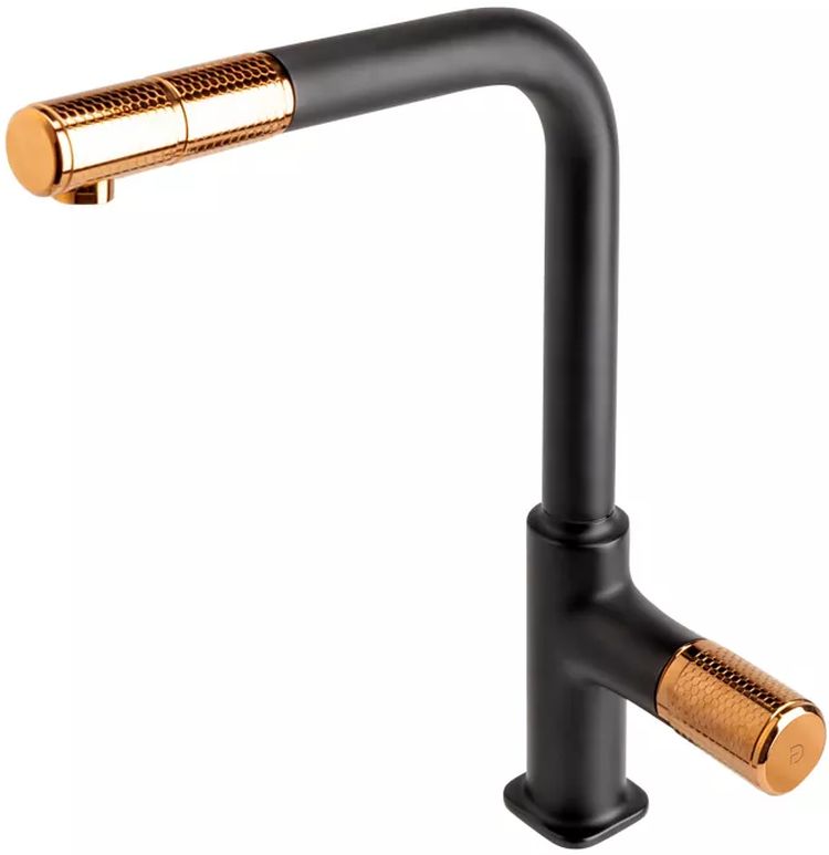 FDesign Ardesia bateria kuchenna stojąca z wyciąganą wylewką różowe złoto/czarny mat FD1-ARD-8-25 - Wysyłka w 24h