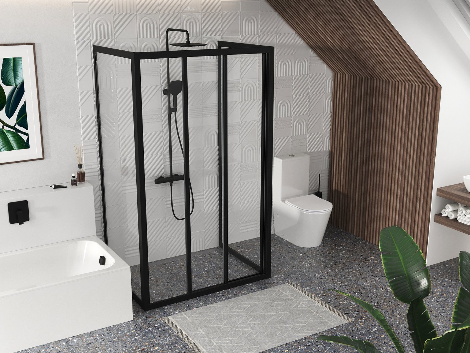 Ravak Supernova APSS-80 ścianka prysznicowa 80 cm czarny/szkło przezroczyste 940403R2Z1