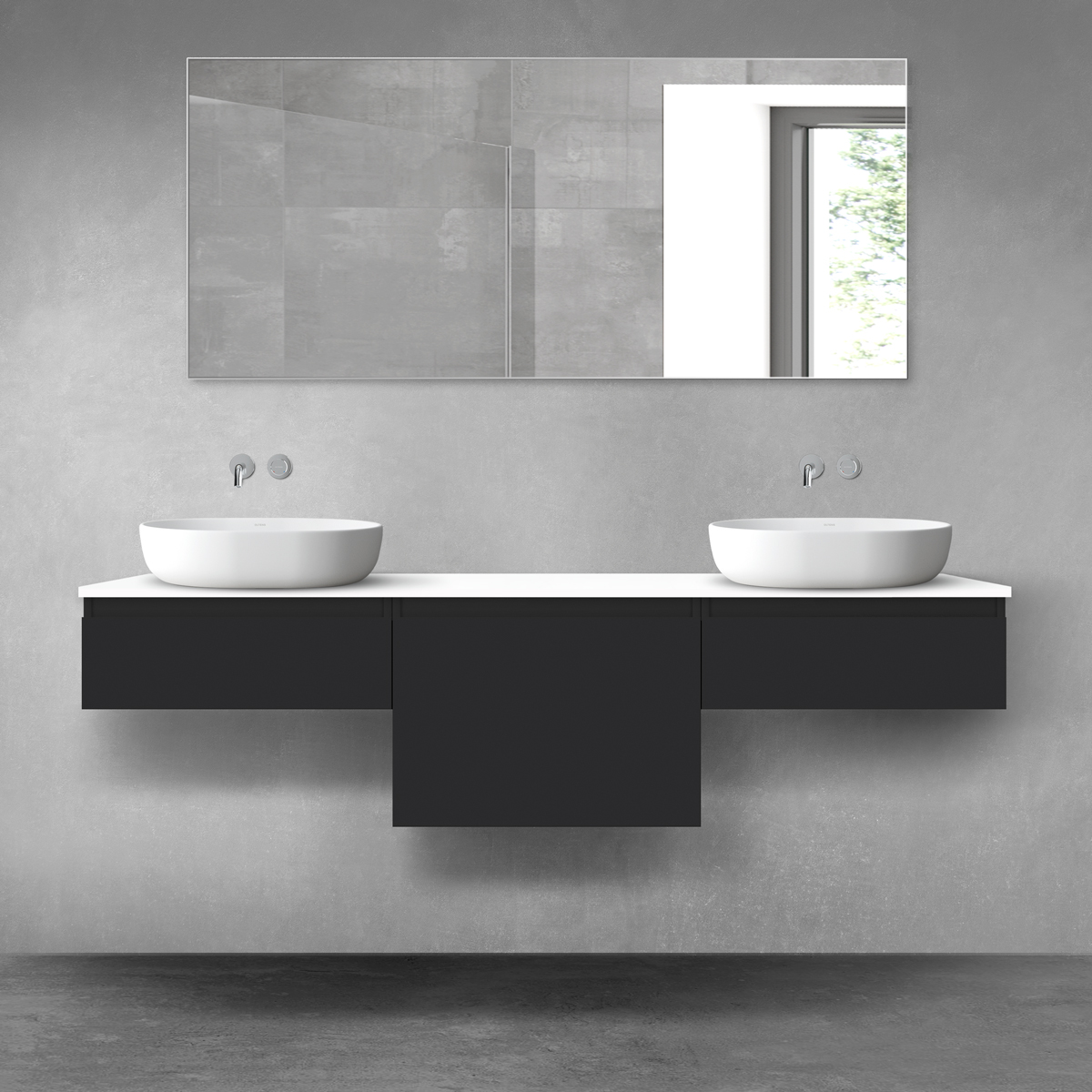 Oltens Vernal zestaw mebli łazienkowych 180 cm z blatem czarny mat/biały połysk 68509300 - Wysyłka w 24h