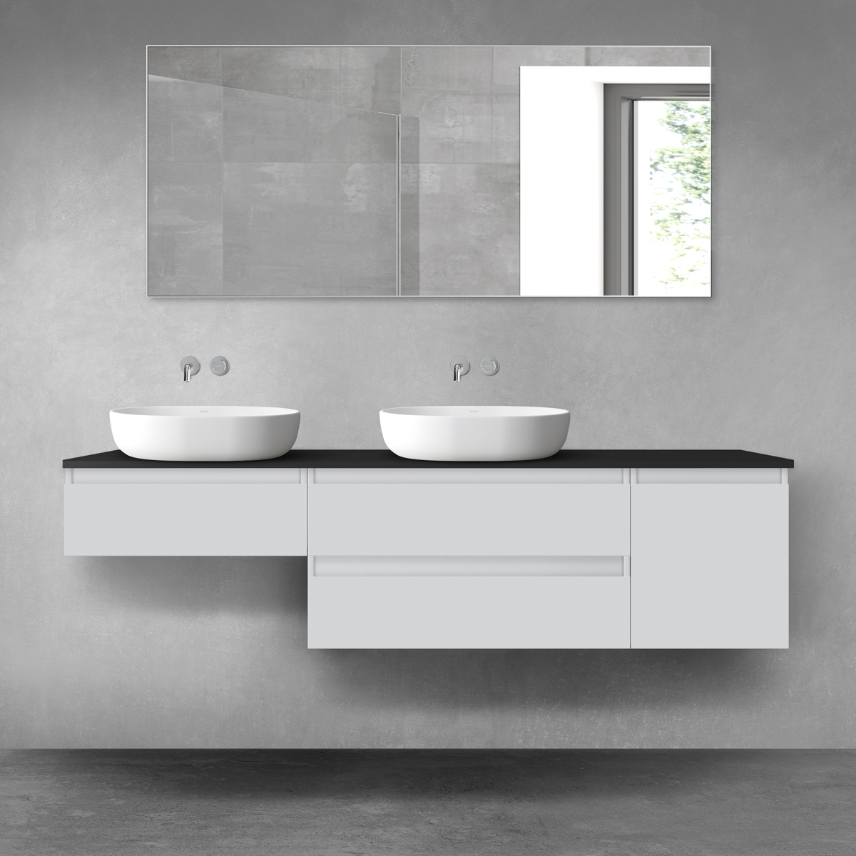 Oltens Vernal zestaw mebli łazienkowych 180 cm z blatem szary mat/czarny mat 68541700 - Wysyłka w 24h