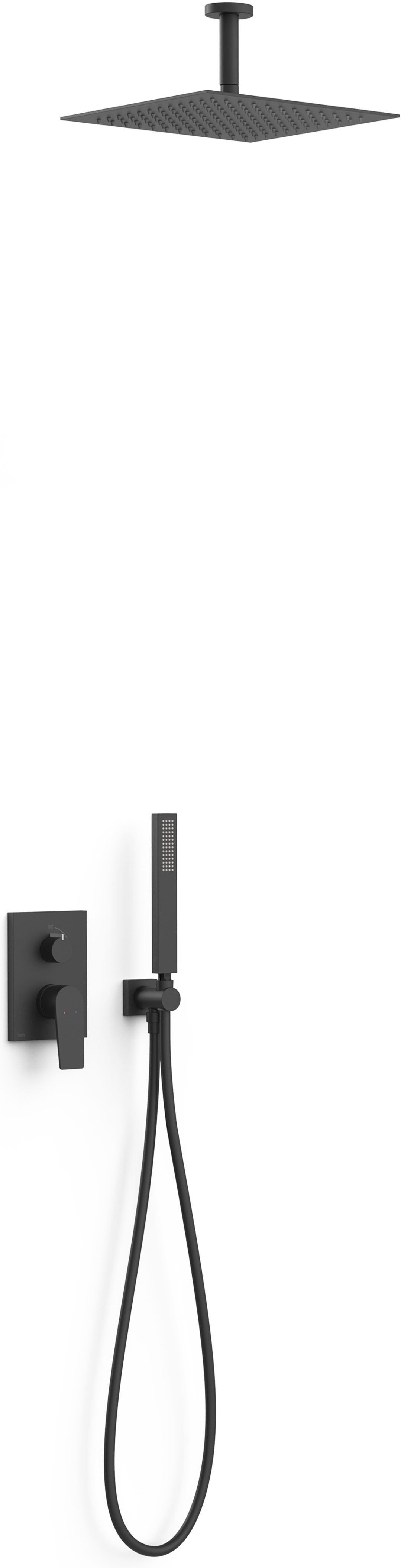 Tres Project zestaw prysznicowy podtynkowy z deszczownicą czerń mat 21128003NM