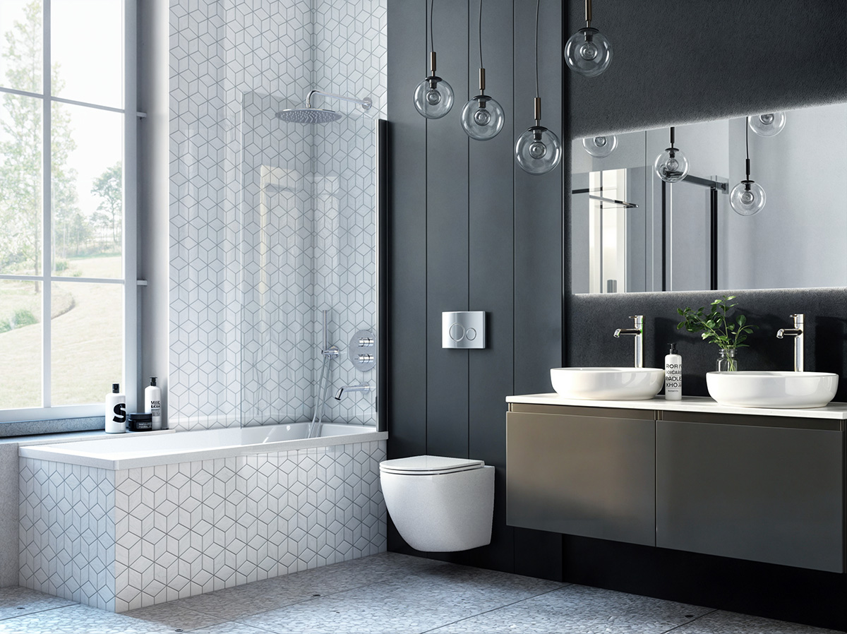 Oltens Vernal zestaw mebli łazienkowych 120 cm z blatem grafit mat/biały połysk 68245400 - Wysyłka w 24h